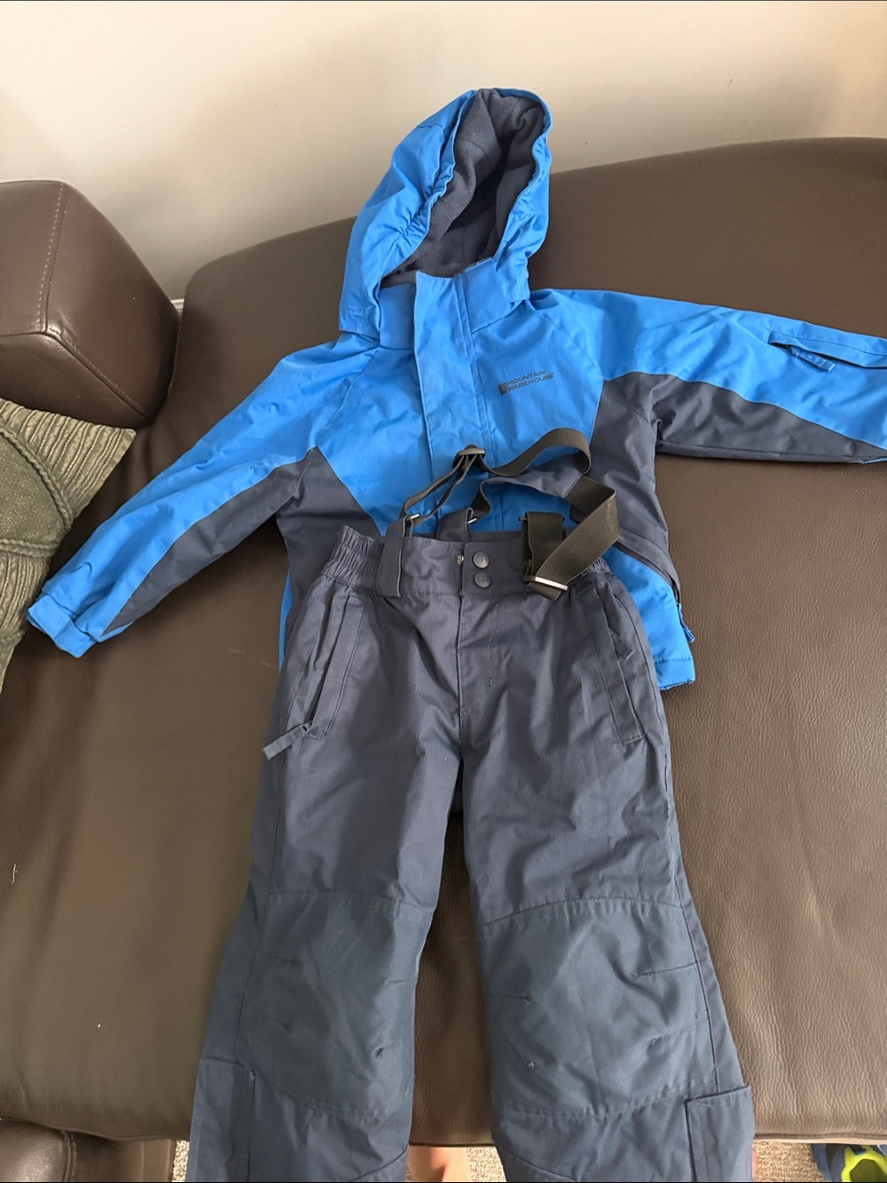 Kids Blue/Gray Waterproof Ski Jacket & Bib Snow Pants Set